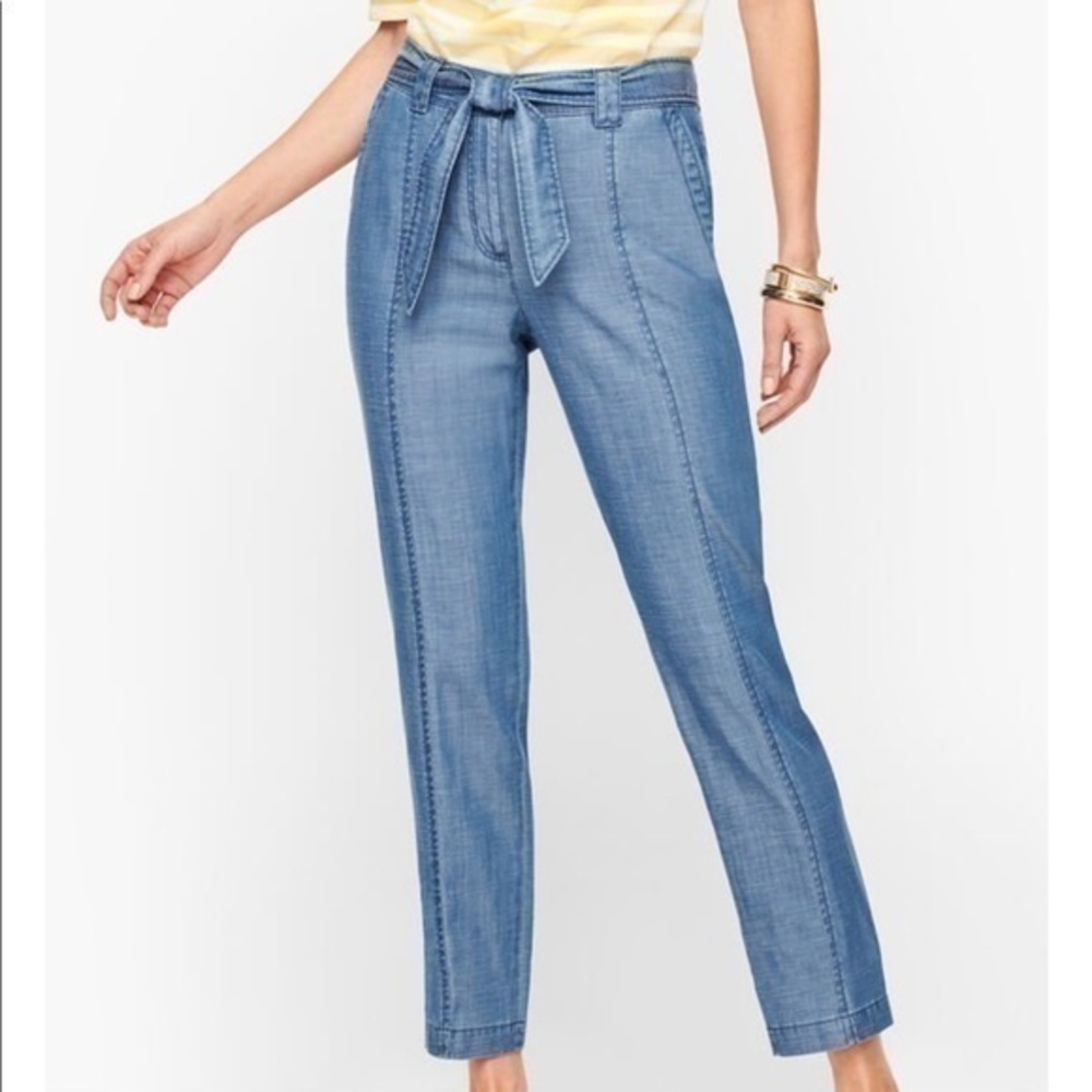 Talbots Tie Waist Ankle Chino Tencel Size 4
